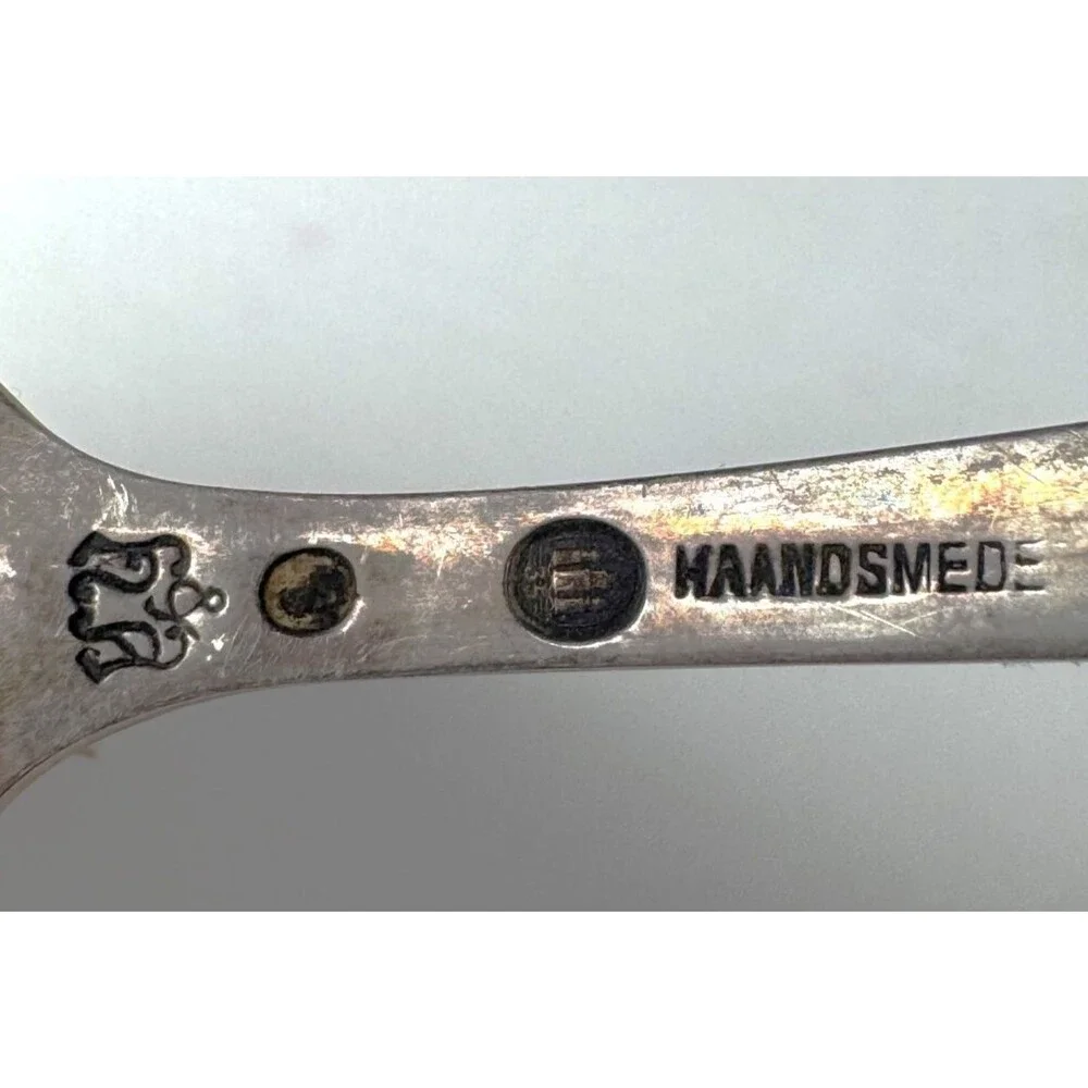 Hansen & Andersen Silver Serving Spoon Danish HAANDSMEDE 3 Towers Hallmark 4”